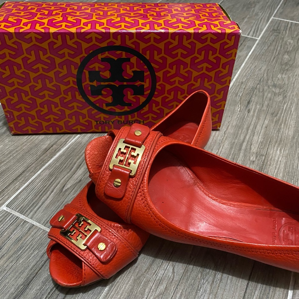 Emma Demi Open Toe Wedge - Scarlett Red Torys